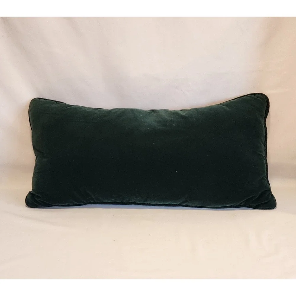 Nutcracker Tapestry Lumbar Pillow Green Velvet Back Christmas Holiday Decor
